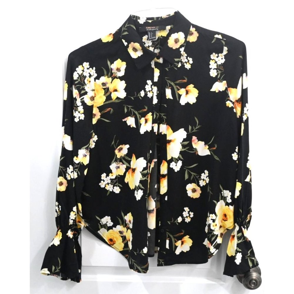 Forever 21 Womens Long-Sleeve Blouse Top Size Small